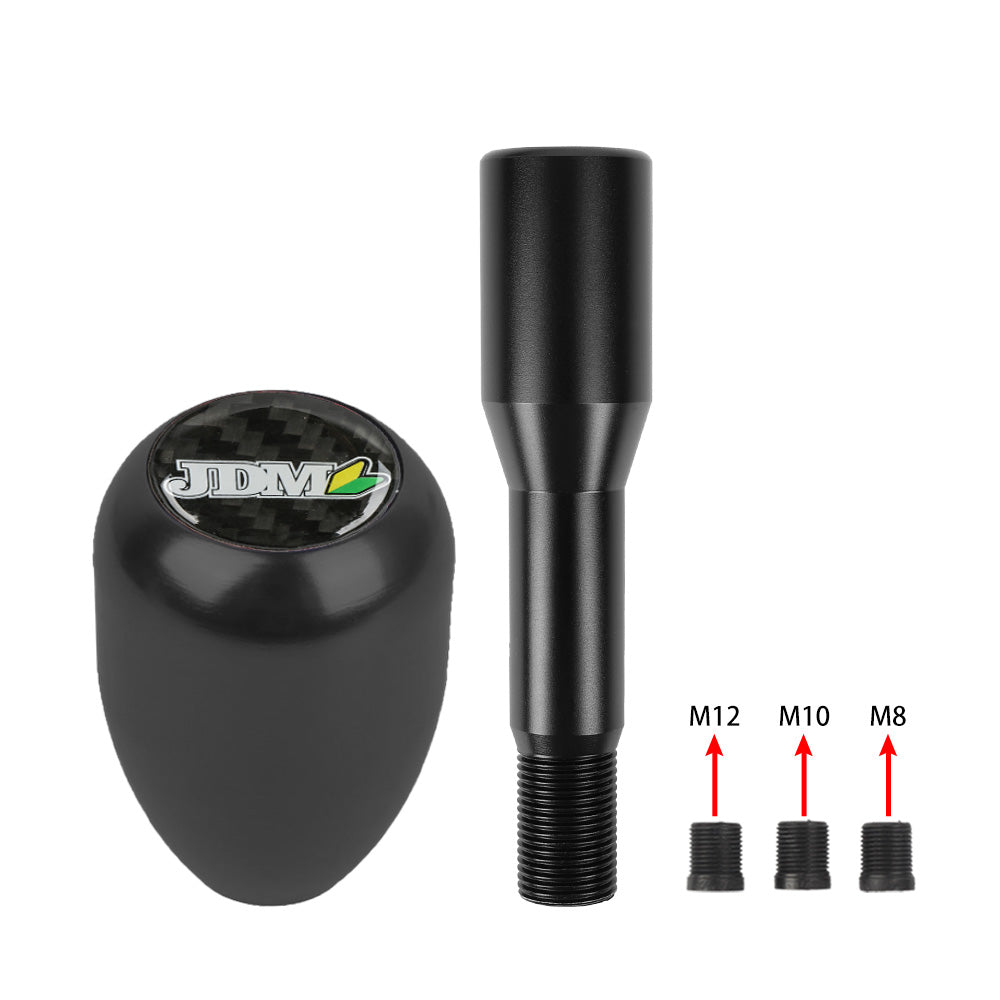 Brand New Universal Real Carbon Sticker JDM Aluminum Manual Gear Stick Black Shift Knob M8 M10 M12 & Black Shifter Extender Extension