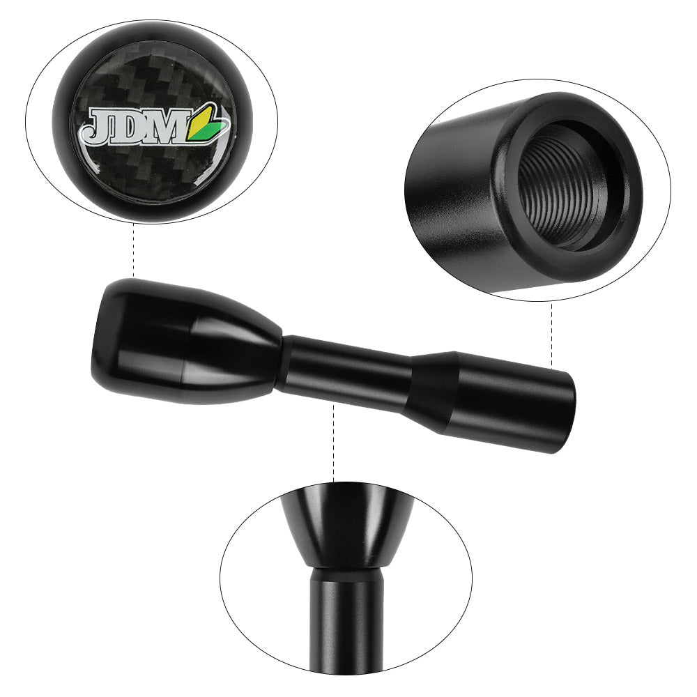 Brand New Universal Real Carbon Sticker JDM Aluminum Manual Gear Stick Black Shift Knob M8 M10 M12 & Black Shifter Extender Extension