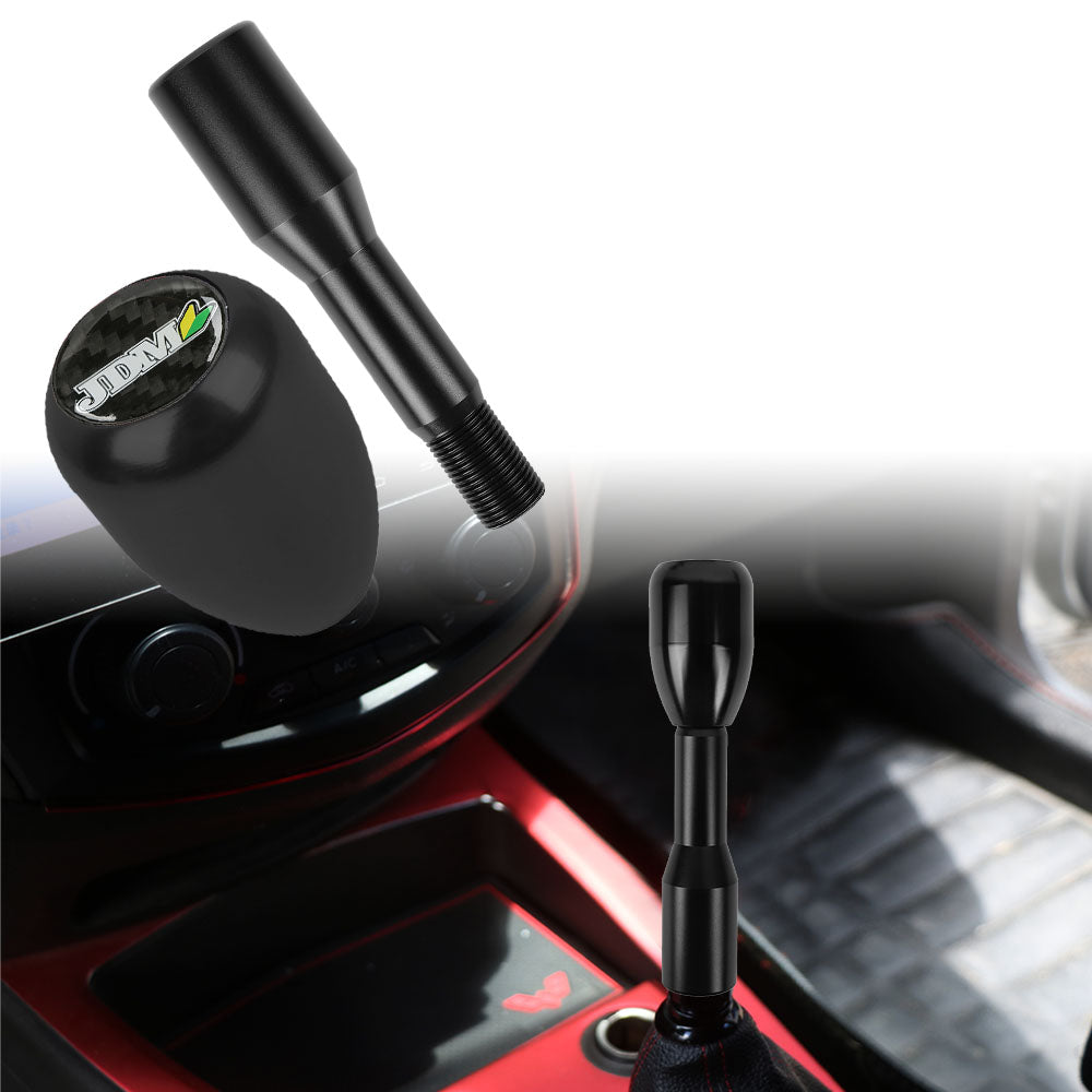 Brand New Universal Real Carbon Sticker JDM Aluminum Manual Gear Stick Black Shift Knob M8 M10 M12 & Black Shifter Extender Extension