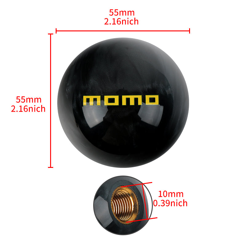 Brand New Universal Momo JDM Black Pearl 54mm Round Ball SHIFT KNOB M8 M10 M12