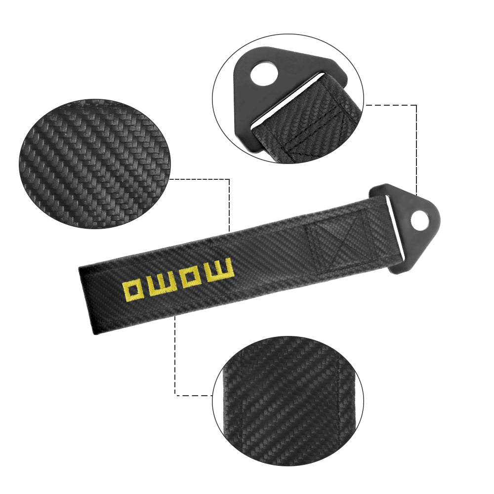 Brand New Momo Carbon Fiber High Strength Tow Towing Strap Hook For Front / REAR BUMPER JDM