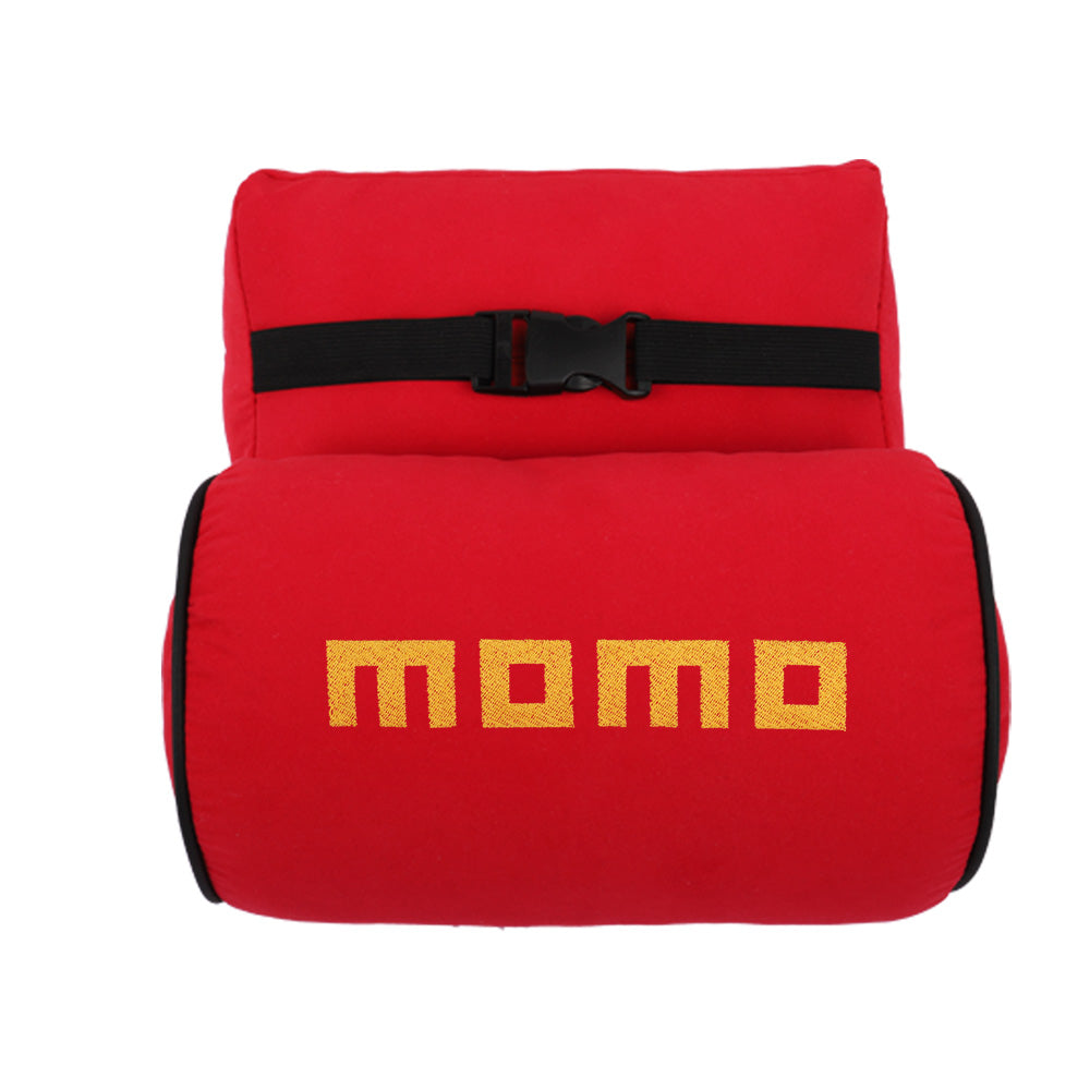 Brand New 1PCS JDM Momo Red Fabric Material Car Neck Headrest Pillow Fabric Racing Seat