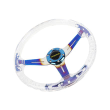 Load image into Gallery viewer, Brand New JDM Momo Universal 6-Hole 350mm Deep Dish Vip Clear Crystal Bubble Burnt Blue Spoke Steering Wheel