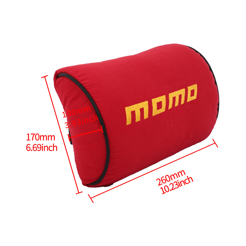 Brand New 1PCS JDM Momo Red Fabric Material Car Neck Headrest Pillow Fabric Racing Seat