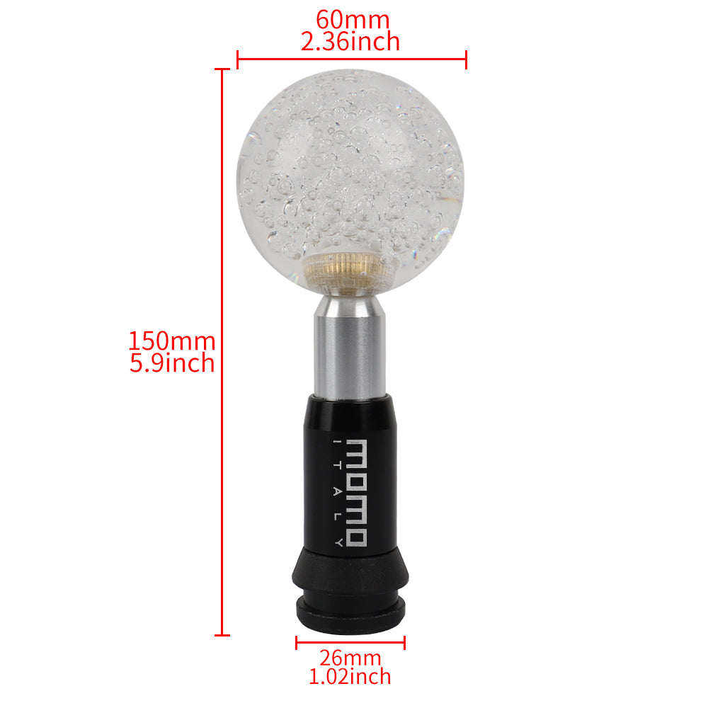 Brand New Universal Crystal Bubble Clear Round Ball Automatic Transmission Shift Knob W/ MOMO Adapter