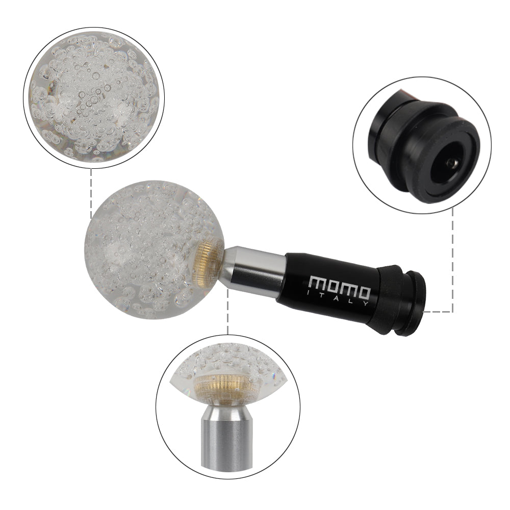 Brand New Universal Crystal Bubble Clear Round Ball Automatic Transmission Shift Knob W/ MOMO Adapter