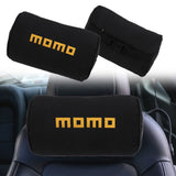 Brand New 2PCS JDM Momo Black Fabric Material Car Neck Headrest Pillow Fabric Racing Seat