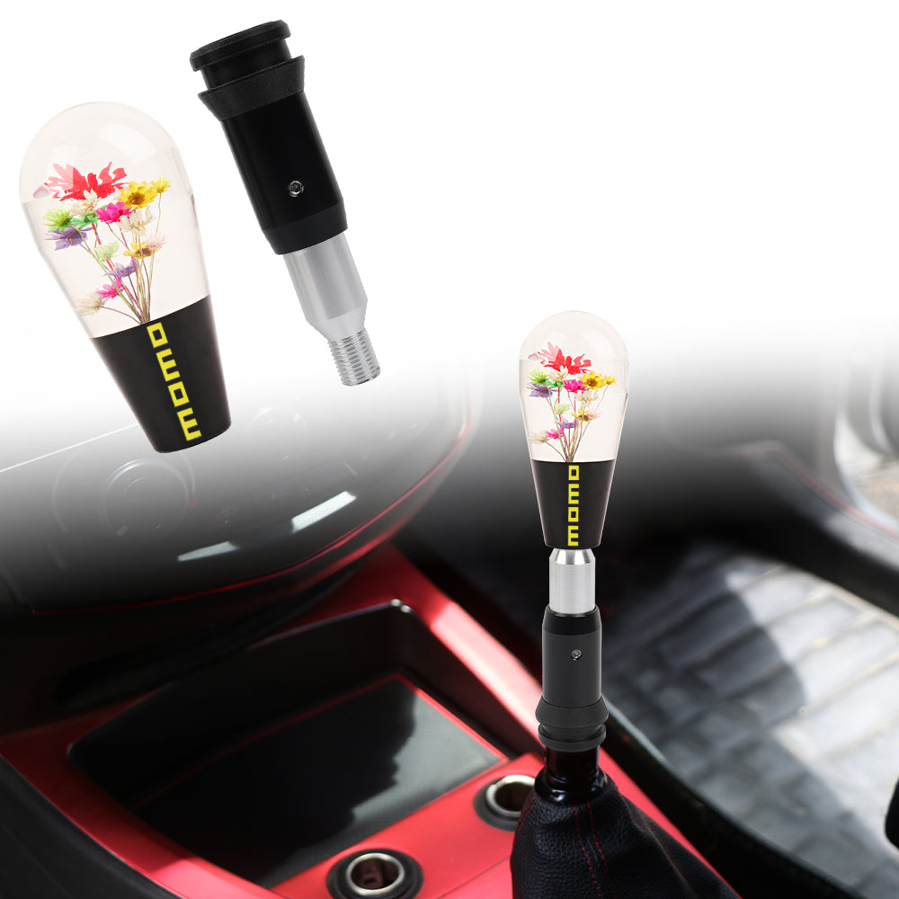 Brand New Universal JDM Momo Black Crystal Real Flowers Head Automatic Car Gear Shift Knob shifter