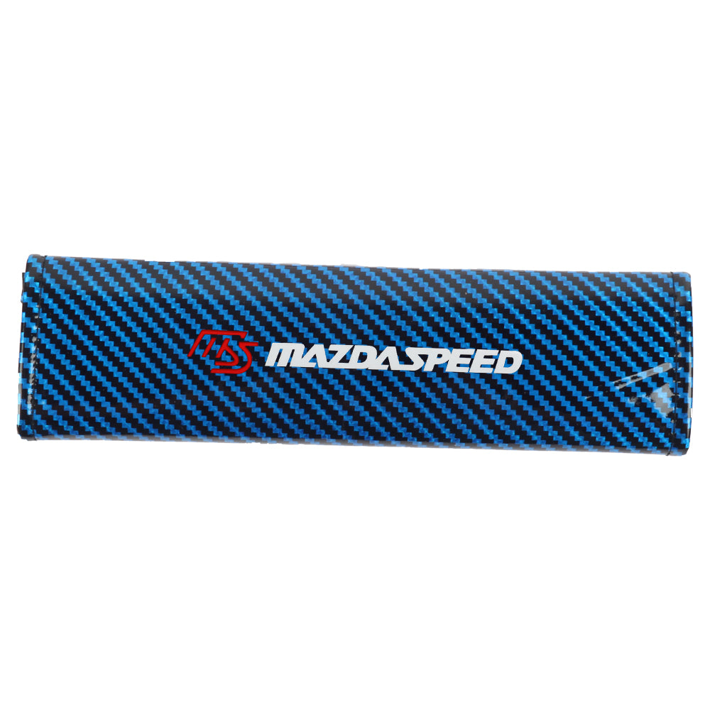 Brand New Universal 2PCS Mazdaspeed Blue Carbon Fiber Look Car Seat Belt Covers Shoulder Pad