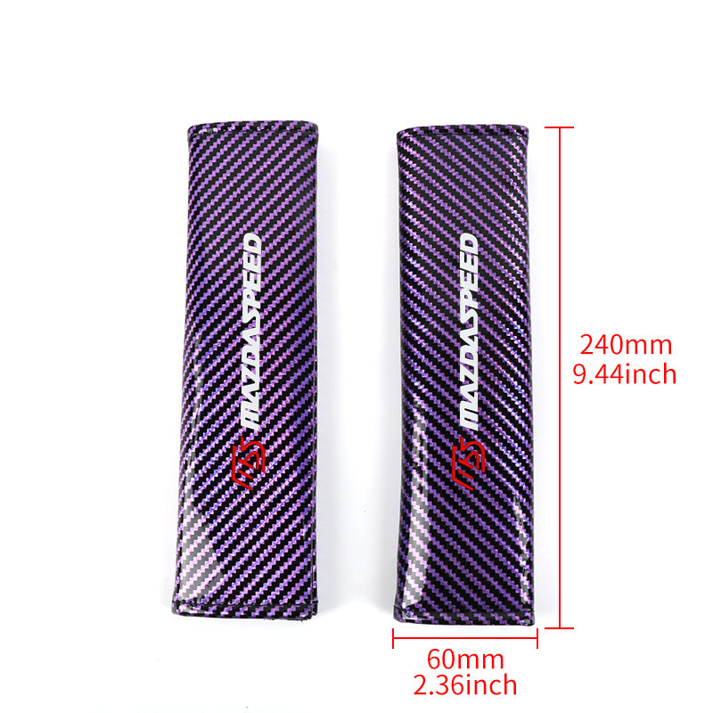 Brand New Universal 2PCS Mazdaspeed Purple Carbon Fiber Look Car Seat Belt Covers Shoulder Pad