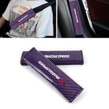 Load image into Gallery viewer, Brand New Universal 2PCS Mazdaspeed Purple Carbon Fiber Look Car Seat Belt Covers Shoulder Pad