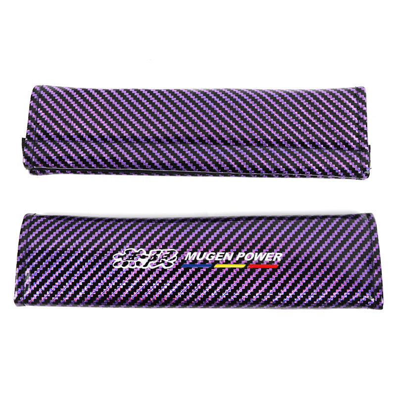 Brand New Universal 2PCS Mugen Purple Carbon Fiber Look Car Seat Belt Covers Shoulder Pad