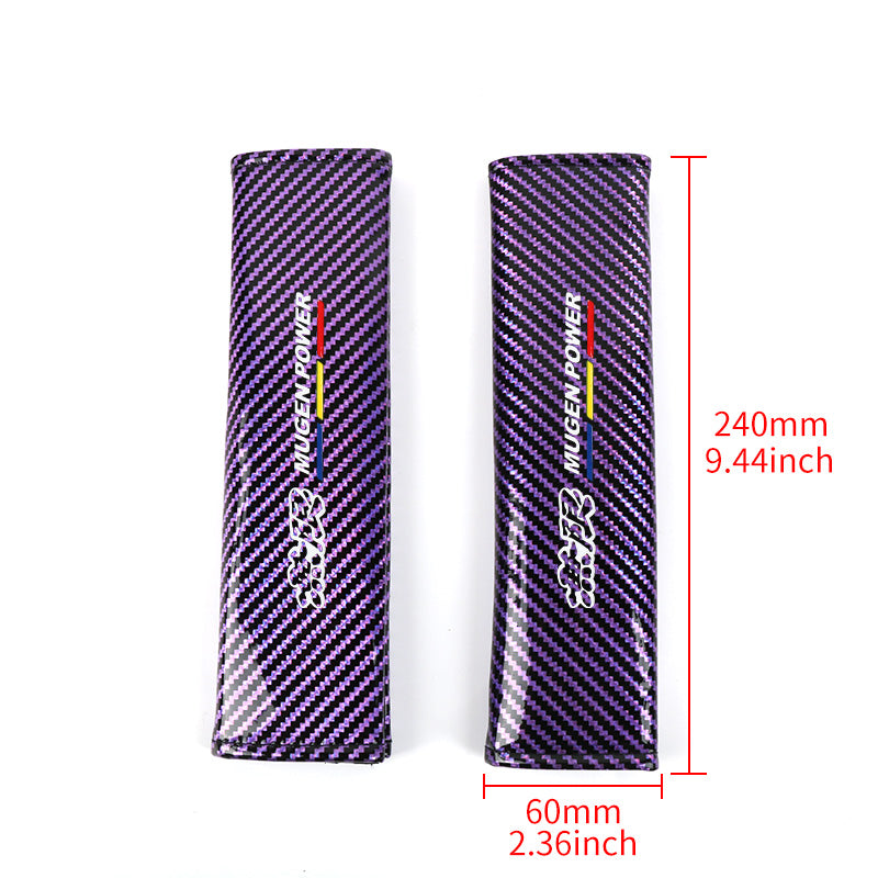 Brand New Universal 2PCS Mugen Purple Carbon Fiber Look Car Seat Belt Covers Shoulder Pad