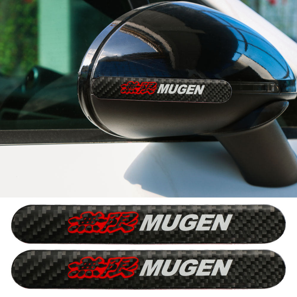 Brand New 2PCS Mugen Real Carbon Fiber Black Car Trunk Side Fenders Door Badge Scratch Guard Sticker