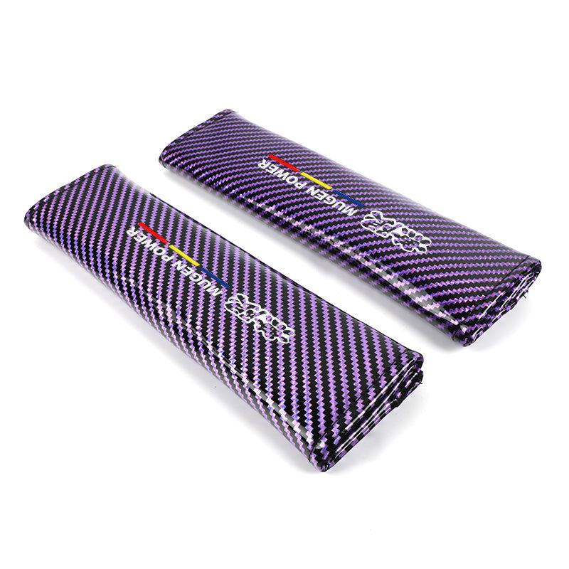 Brand New Universal 2PCS Mugen Purple Carbon Fiber Look Car Seat Belt Covers Shoulder Pad