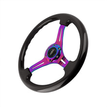 Load image into Gallery viewer, Brand New 350mm 14&quot; Universal JDM Mugen Deep Dish ABS Racing Steering Wheel Black With Neo-Chrome Spoke