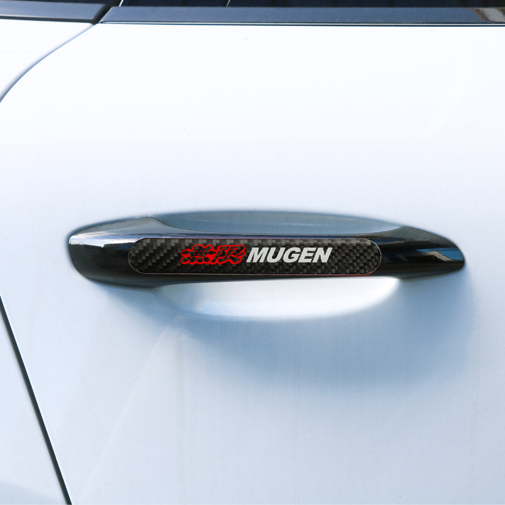 Brand New 2PCS Mugen Real Carbon Fiber Black Car Trunk Side Fenders Door Badge Scratch Guard Sticker