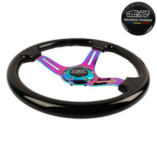 Load image into Gallery viewer, Brand New 350mm 14&quot; Universal JDM Mugen Deep Dish ABS Racing Steering Wheel Black With Neo-Chrome Spoke