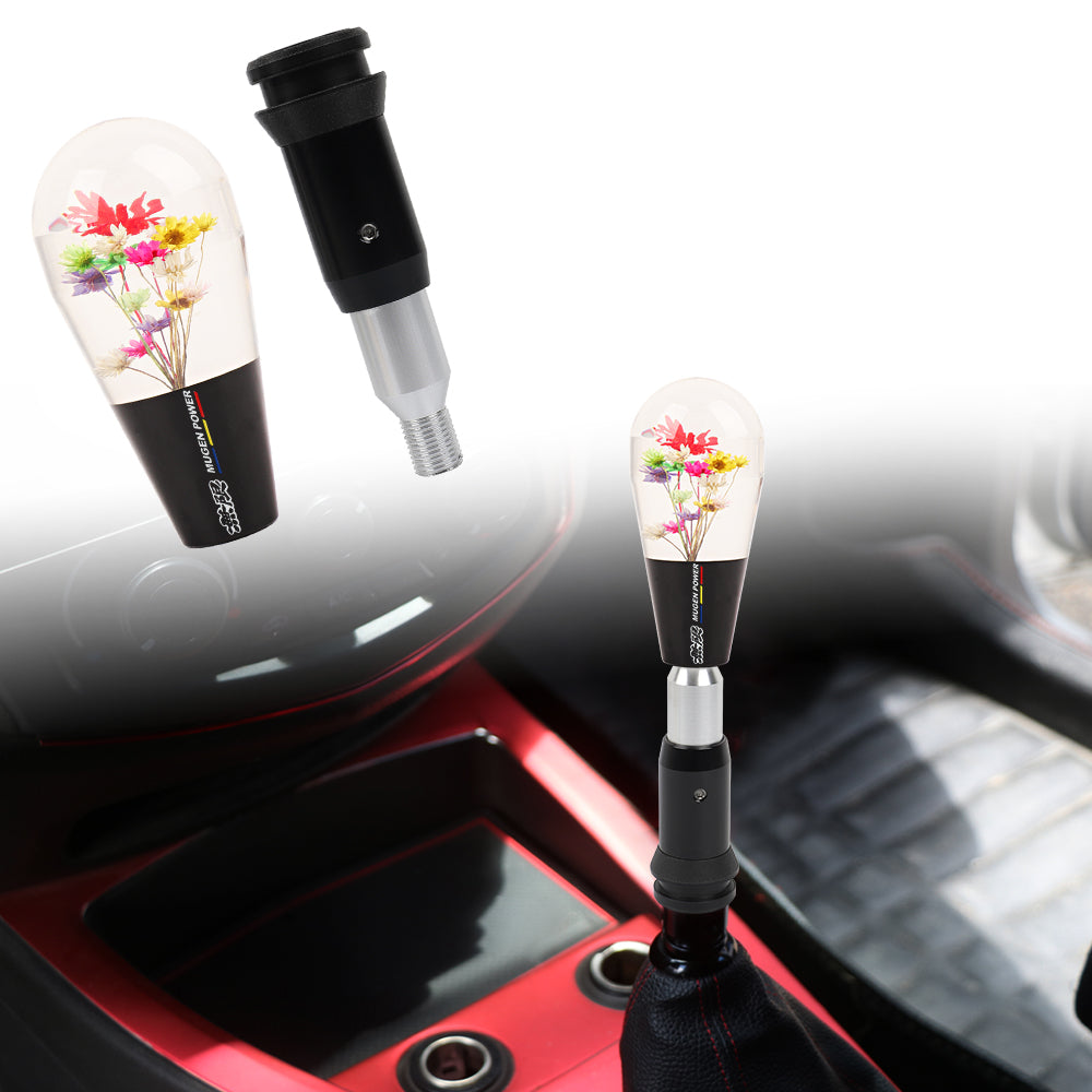 Brand New Universal JDM Mugen Power Black Crystal Real Flowers Head Automatic Car Gear Shift Knob shifter