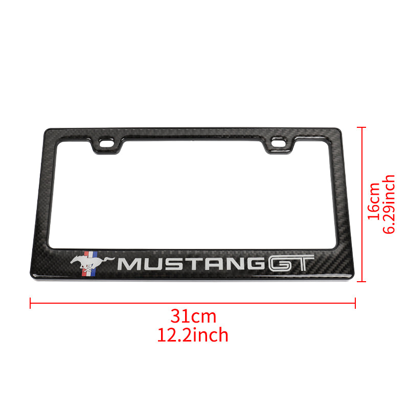 Brand New Universal 100% Real Carbon Fiber Ford Mustang GT License Plate Frame - 1PCS