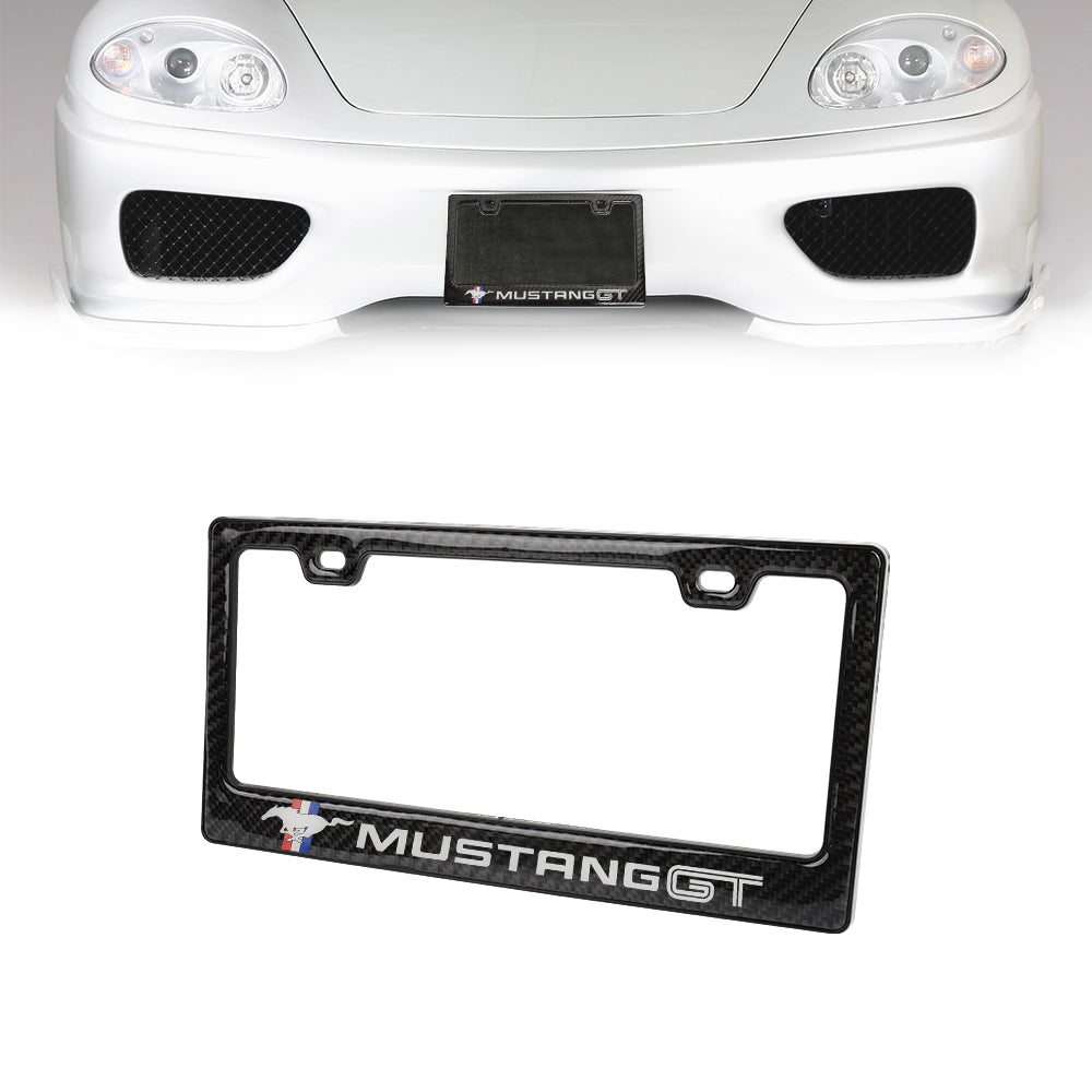 Brand New Universal 100% Real Carbon Fiber Ford Mustang GT License Plate Frame - 1PCS