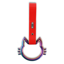 Load image into Gallery viewer, Brand New Hello Kitty Neo Chrome JDM TSURIKAWA Ring Subway Train Bus Handle Red Strap Charm Drift