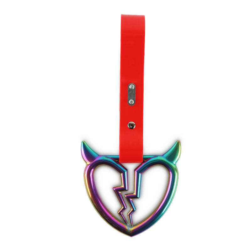 Brand New Devil Broken Heart Neo Chrome JDM TSURIKAWA Ring Subway Train Bus Handle Red Strap Charm Drift