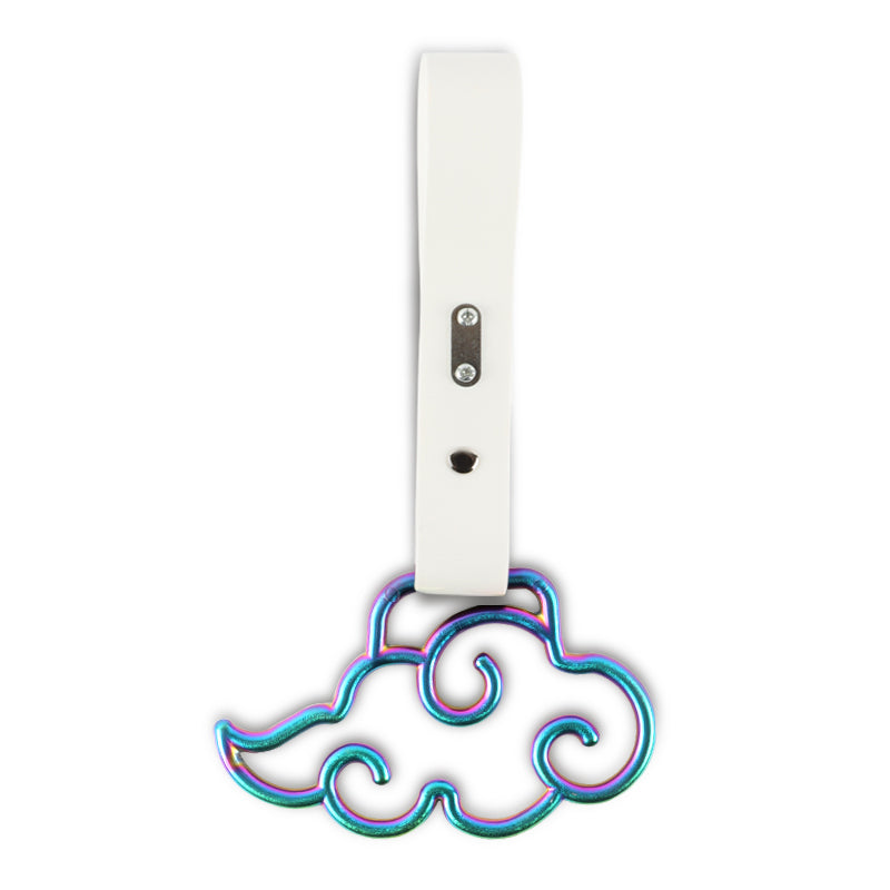 Brand New Cloud Shaped Neo Chrome JDM TSURIKAWA Ring Subway Train Bus White Handle Strap Charm Drift