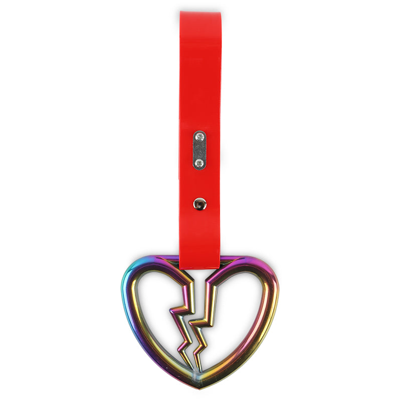 Brand New Broken Heart Neo Chrome JDM TSURIKAWA Ring Subway Train Bus Handle Red Strap Charm Drift