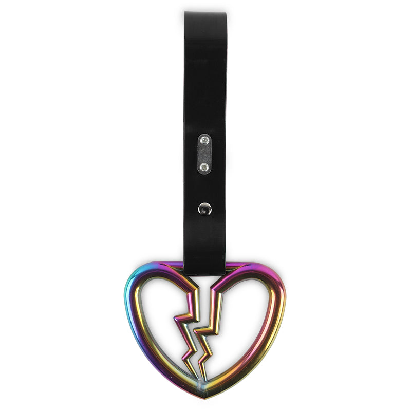 Brand New Broken Heart Neo Chrome JDM TSURIKAWA Ring Subway Train Bus Handle Black Strap Charm Drift