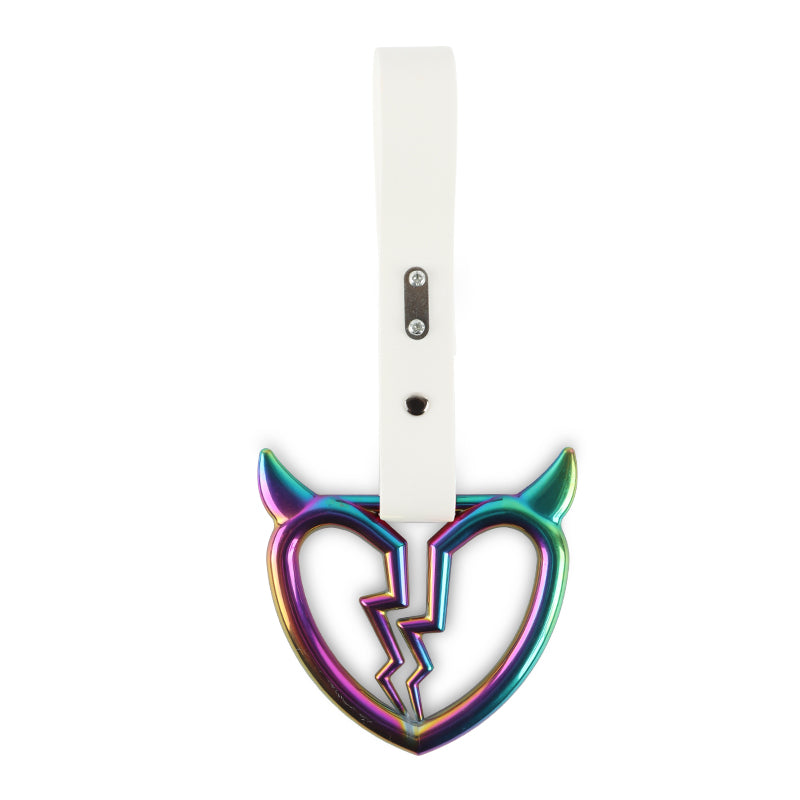 Brand New Devil Broken Heart Neo Chrome JDM TSURIKAWA Ring Subway Train Bus Handle White Strap Charm Drift