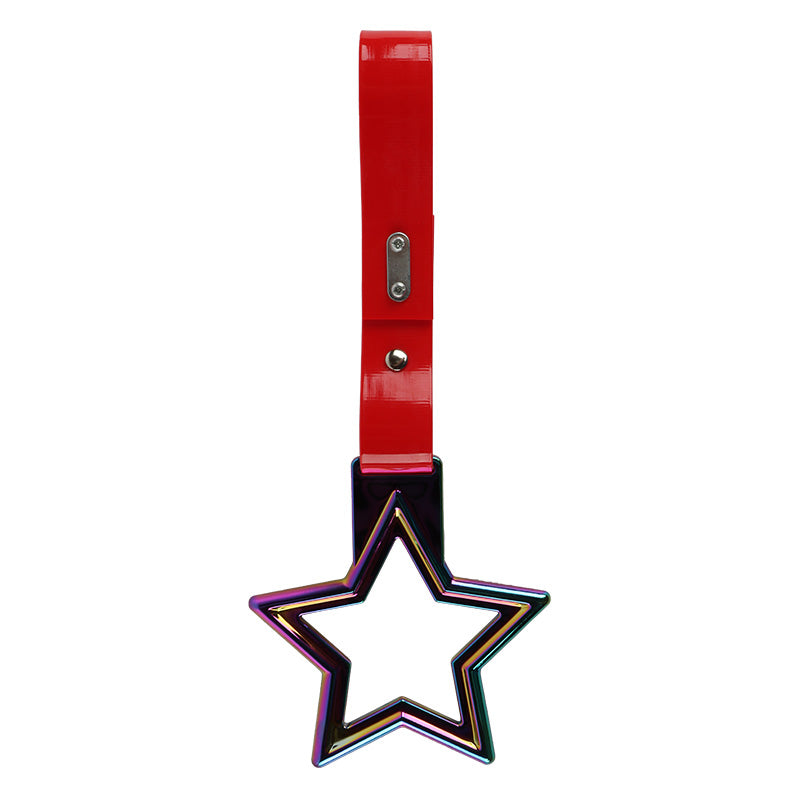 Brand New Star Handle Neo Chrome JDM TSURIKAWA Ring Subway Train Bus Red Handle Strap Charm Drift