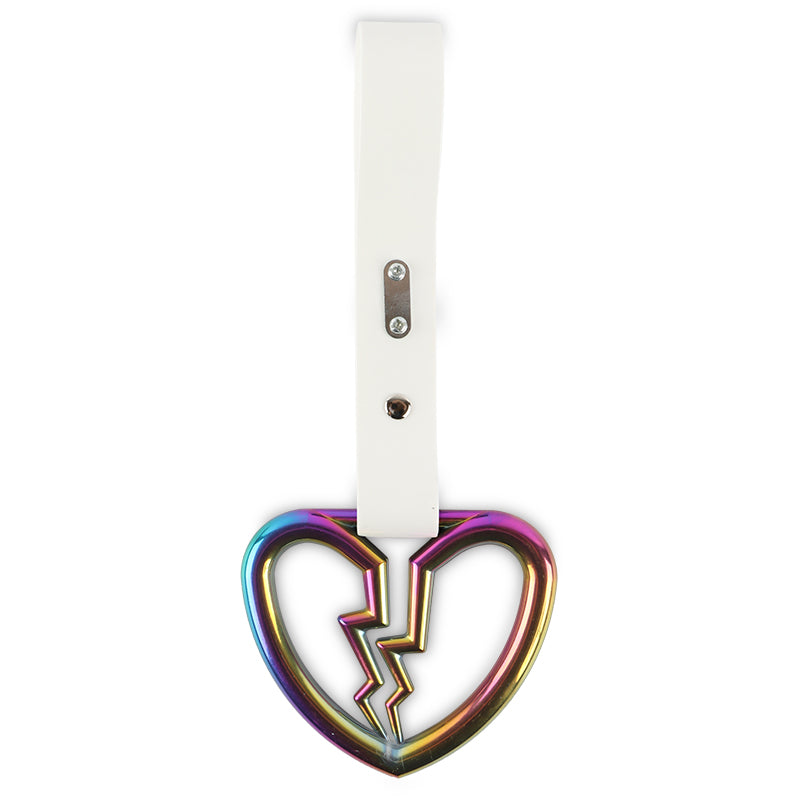 Brand New Broken Heart Neo Chrome JDM TSURIKAWA Ring Subway Train Bus Handle White Strap Charm Drift