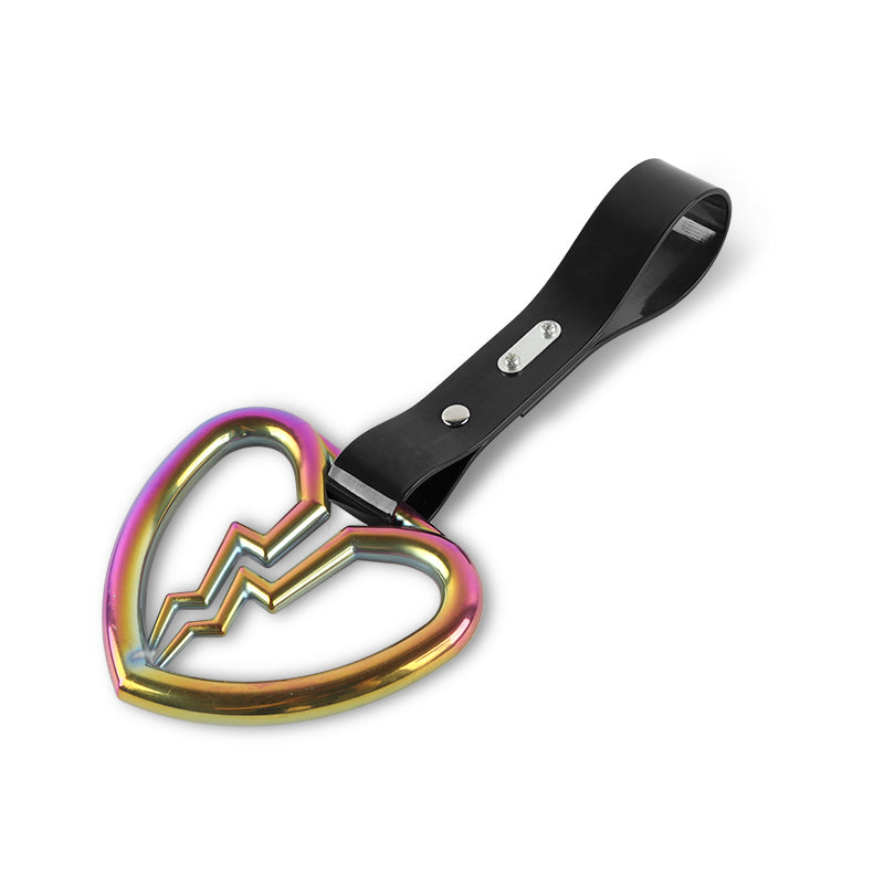 Brand New Broken Heart Neo Chrome JDM TSURIKAWA Ring Subway Train Bus Handle Black Strap Charm Drift