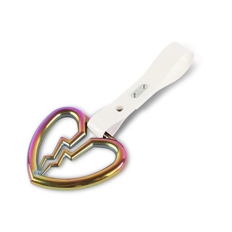 Brand New Broken Heart Neo Chrome JDM TSURIKAWA Ring Subway Train Bus Handle White Strap Charm Drift