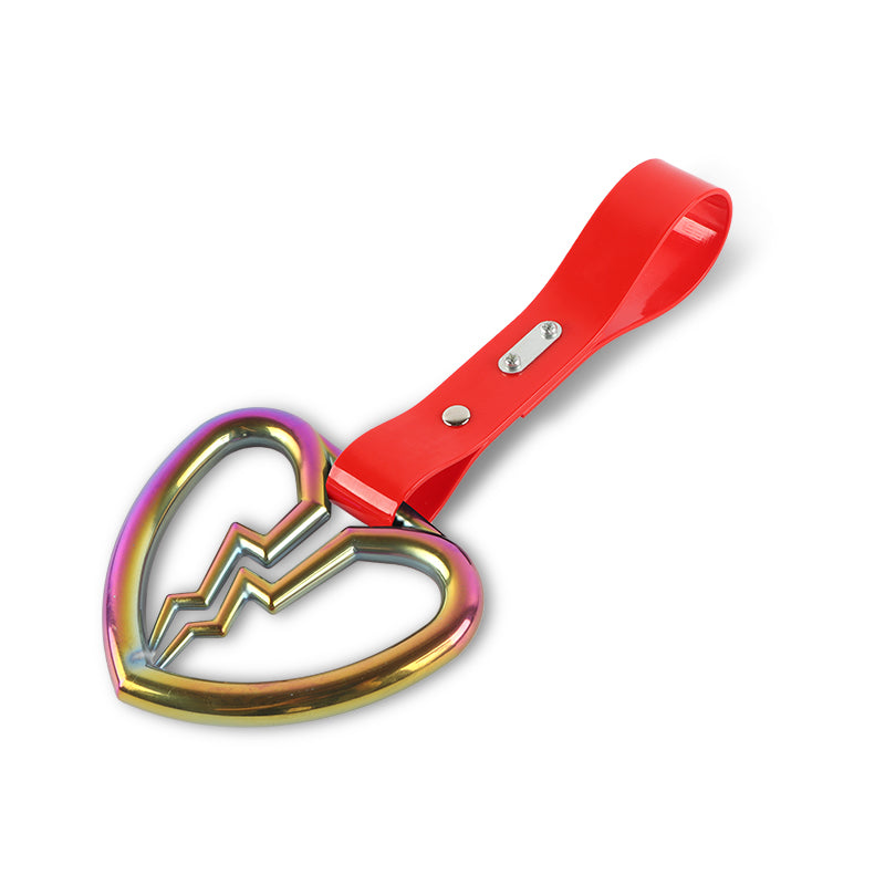 Brand New Broken Heart Neo Chrome JDM TSURIKAWA Ring Subway Train Bus Handle Red Strap Charm Drift