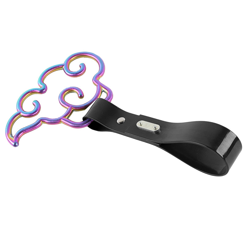 Brand New Cloud Shaped Neo Chrome JDM TSURIKAWA Ring Subway Train Bus Black Handle Strap Charm Drift