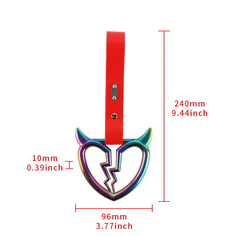 Brand New Devil Broken Heart Neo Chrome JDM TSURIKAWA Ring Subway Train Bus Handle Red Strap Charm Drift