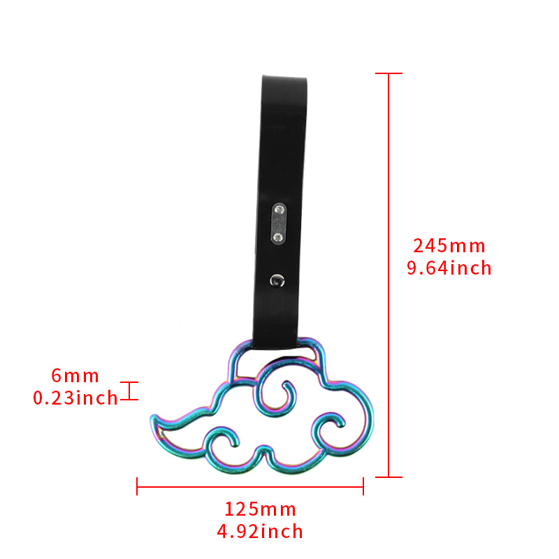 Brand New Cloud Shaped Neo Chrome JDM TSURIKAWA Ring Subway Train Bus Black Handle Strap Charm Drift