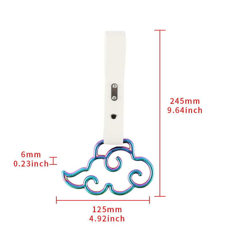 Brand New Cloud Shaped Neo Chrome JDM TSURIKAWA Ring Subway Train Bus White Handle Strap Charm Drift