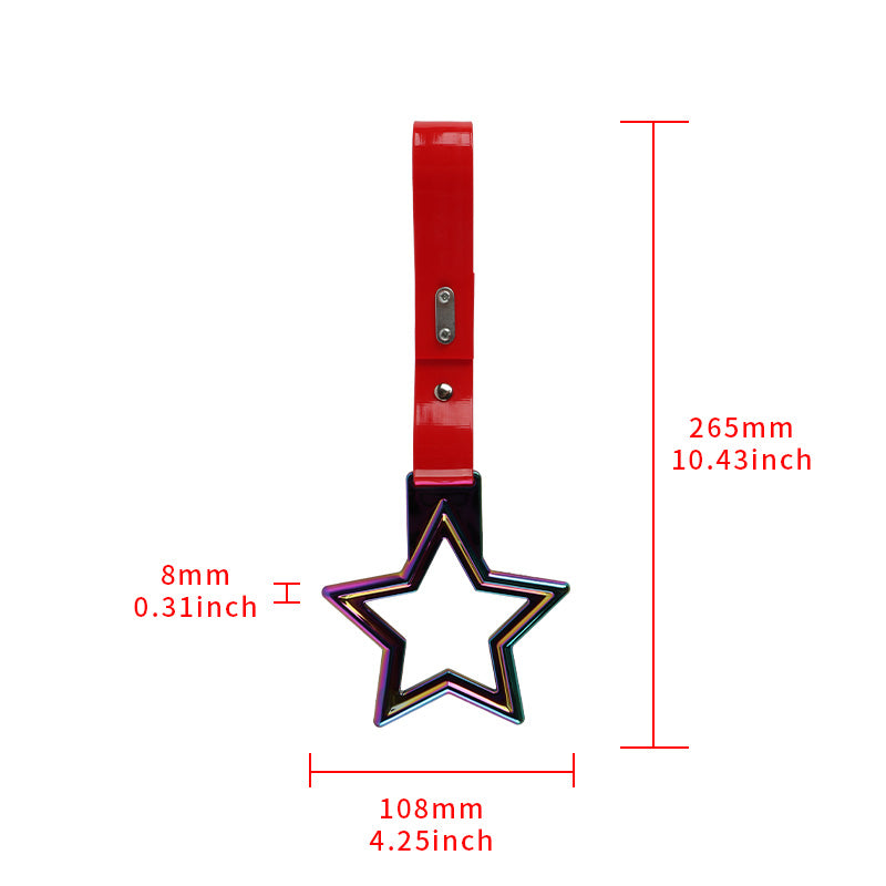 Brand New Star Handle Neo Chrome JDM TSURIKAWA Ring Subway Train Bus Red Handle Strap Charm Drift