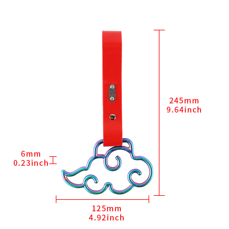 Brand New Cloud Shaped Neo Chrome JDM TSURIKAWA Ring Subway Train Bus Red Handle Strap Charm Drift