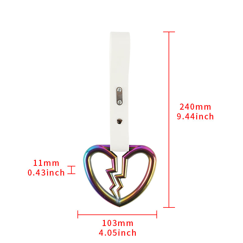 Brand New Broken Heart Neo Chrome JDM TSURIKAWA Ring Subway Train Bus Handle White Strap Charm Drift