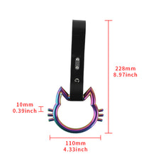 Load image into Gallery viewer, Brand New Hello Kitty Neo Chrome JDM TSURIKAWA Ring Subway Train Bus Handle Black Strap Charm Drift