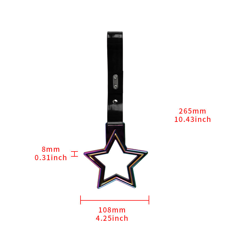 Brand New Star Handle Neo Chrome JDM TSURIKAWA Ring Subway Train Bus Black Handle Strap Charm Drift