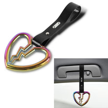 Load image into Gallery viewer, Brand New Broken Heart Neo Chrome JDM TSURIKAWA Ring Subway Train Bus Handle Black Strap Charm Drift