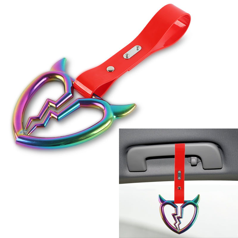 Brand New Devil Broken Heart Neo Chrome JDM TSURIKAWA Ring Subway Train Bus Handle Red Strap Charm Drift