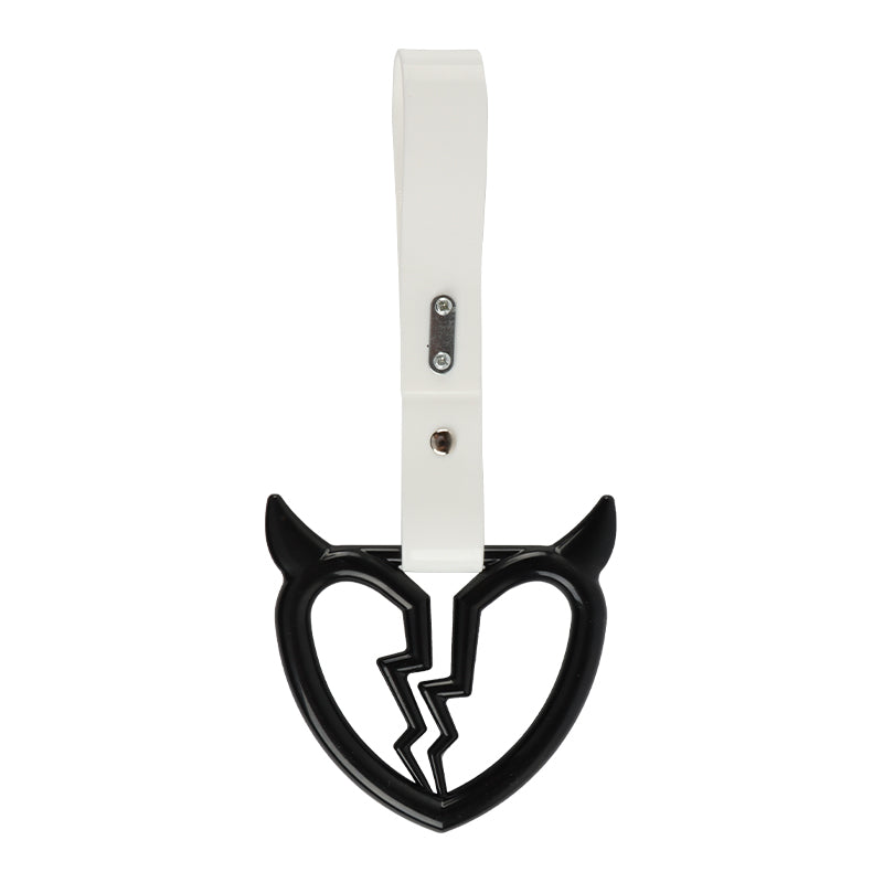 Brand New Devil Demon Broken Heart Black JDM TSURIKAWA Ring Subway Train Bus White Handle Strap Charm Drift