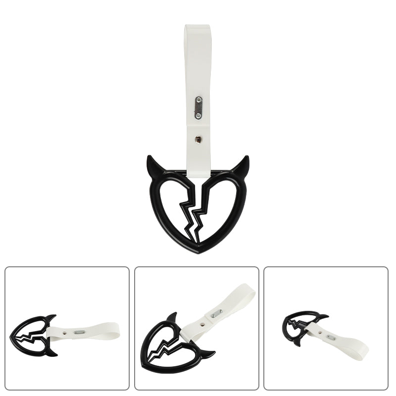 Brand New Devil Demon Broken Heart Black JDM TSURIKAWA Ring Subway Train Bus White Handle Strap Charm Drift