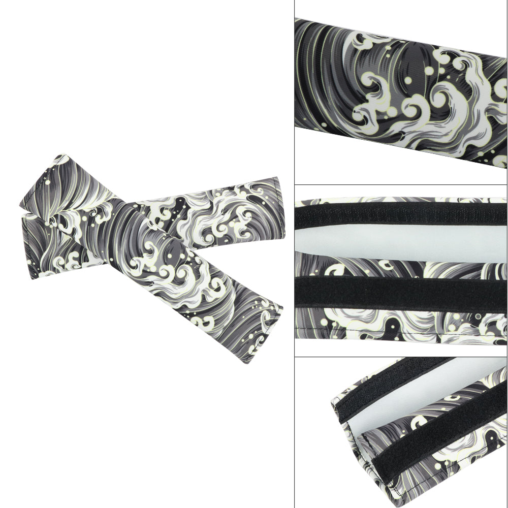 Brand New Universal 2PCS SAKURA Black Wave Fabric Soft Cotton Seat Belt Cover Shoulder Pads